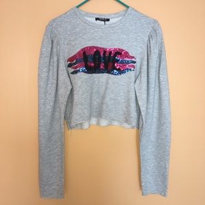 Zara Love Sequin Crop Sweater M